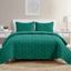 Full Green Microfiber Reversible Geometric Quilt Set