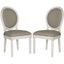 Provencal Elegance High-Back Linen Side Chair in Gray & White