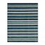 Blue and Green Striped Synthetic 5' x 7' Indoor/Outdoor Rug