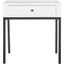 White Rectangular Wood Accent Table with Storage Drawer