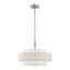 Meridian Brushed Nickel 4-Light Pendant with Off-White Fabric Shade