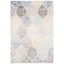 Ivory and Blue Geometric Pattern Rectangular Synthetic Rug