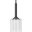 Kene Graphite Mini-Pendant with Etched Glass and Brushed Nickel Frame