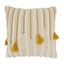 Beige Cotton Tassel and Tufted 20" Square Throw Pillow Cover