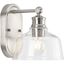 Brushed Nickel 1-Light Vanity Fixture with Clear Glass Shade