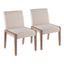 Set of 2 Beige Upholstered Dining Chairs with White Washed Wood Frame