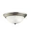 Transitional 15'' Distressed Bronze Flush Mount Ceiling Light with White Dome Shade