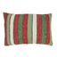 Red and Green Striped Cotton Throw Pillow Cover 16" x 24"