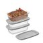 JoyJolt 3-Piece Glass Loaf Pan Set with Gray Lids