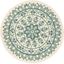 Ivory and Teal Floral Tufted Wool Round Rug