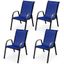 Navy Stackable Outdoor Dining Chairs with Armrests, Set of 4