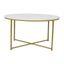 Elegant Round White Marble Coffee Table with Gold Crisscross Base