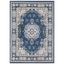 Midnight Blue and Ivory Synthetic Medallion Area Rug