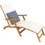 Acacia Wood White Chaise Lounge Chair with Striped Pillow