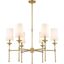 Emily Rubbed Brass 6-Light Chandelier with Off-White Shades