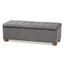 Gray Velvet Upholstered Grid Tufted Storage Ottoman Bench