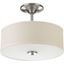 Brushed Nickel Glass Drum Semi-Flush Ceiling Light