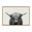 Large Black and White Highland Cow Canvas Print with Natural Frame