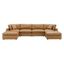 Tan Faux Leather Six-Piece Sectional Sofa with Ottoman and Down Fill Cushions