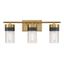 Warm Brass and Black 3-Light Crackled Glass Vanity Light