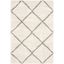 Ivory and Grey Diamond Shag Round Area Rug - Hand-knotted Easy Care