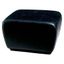 Black Leather Ottoman with Rounded Sides