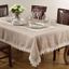 Taupe Lace Trimmed Rectangular Fabric Tablecloth, 65" x 180"