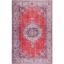 Red and Beige Traditional Washable Synthetic Area Rug, 3' x 5'