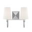 Cameron Polished Nickel Vanity Light with White Fabric Shades