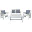 Gray Acacia Wood 3-Person Outdoor Set with Beige Cushions