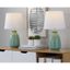 Claudia 20" Green Ceramic Accent Lamps with White Shades, Set of 2