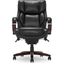 Black Leather High-Back Executive Office Chair with Wood Frame