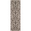 Sand and Black Floral Motif Synthetic Runner Rug