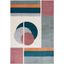 Beige and Dark Teal Abstract Rectangular Stain-Resistant Rug