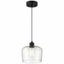 Transitional Seeded Glass LED Pendant in Matte Black