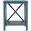 Transitional Teal Wood and Stone Rectangular End Table