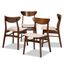 Set of 4 Light Beige Cane and Wood Dining Chairs