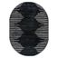 Black and White Oval Stripe Synthetic Area Rug 5' x 7'