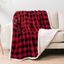 Red and Black Checkered Sherpa Fleece Reversible Throw Blanket