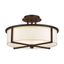 Wesley Modern Bronze Semi-Flush Mount with Off-White Drum Shade