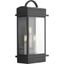 Santee Black Steel 3-Light Outdoor Wall Lantern with Beveled Glass