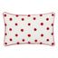 Ruby Dot Red and White Embroidered Rectangular Throw Pillow