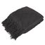 Charcoal Gray Knitted Fringe Throw Blanket for Couch