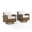 Bradenton White Cushioned Wicker Swivel Rocker Chair Set