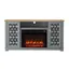 Gray Farmhouse TV Stand with Electric Fireplace and Cabinet