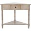 Vintage Gray Triangular Wood Corner Desk with Storage