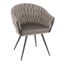 Gray Braided Faux Leather Accent Chair with Metal Legs