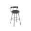 Monza 28'' Dark Grey Polyurethane Swivel Counter Stool with Black Metal Base