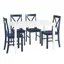 White and Navy X-Back Farmhouse Dining Set with 4 Chairs