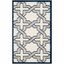 Ivory & Navy Geometric Hand-Knotted Cotton Blend 30" Rug